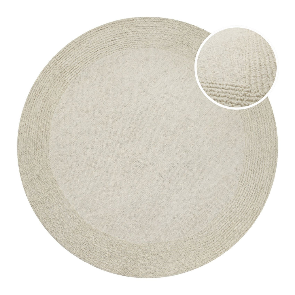 Kurzflor Teppich Rund Creme Weiß aus Schurwolle "Hamptons TWENTYONE" WECONhome