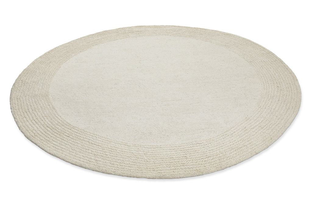 Kurzflor Teppich Rund Creme Weiß aus Schurwolle "Hamptons TWENTYONE" WECONhome