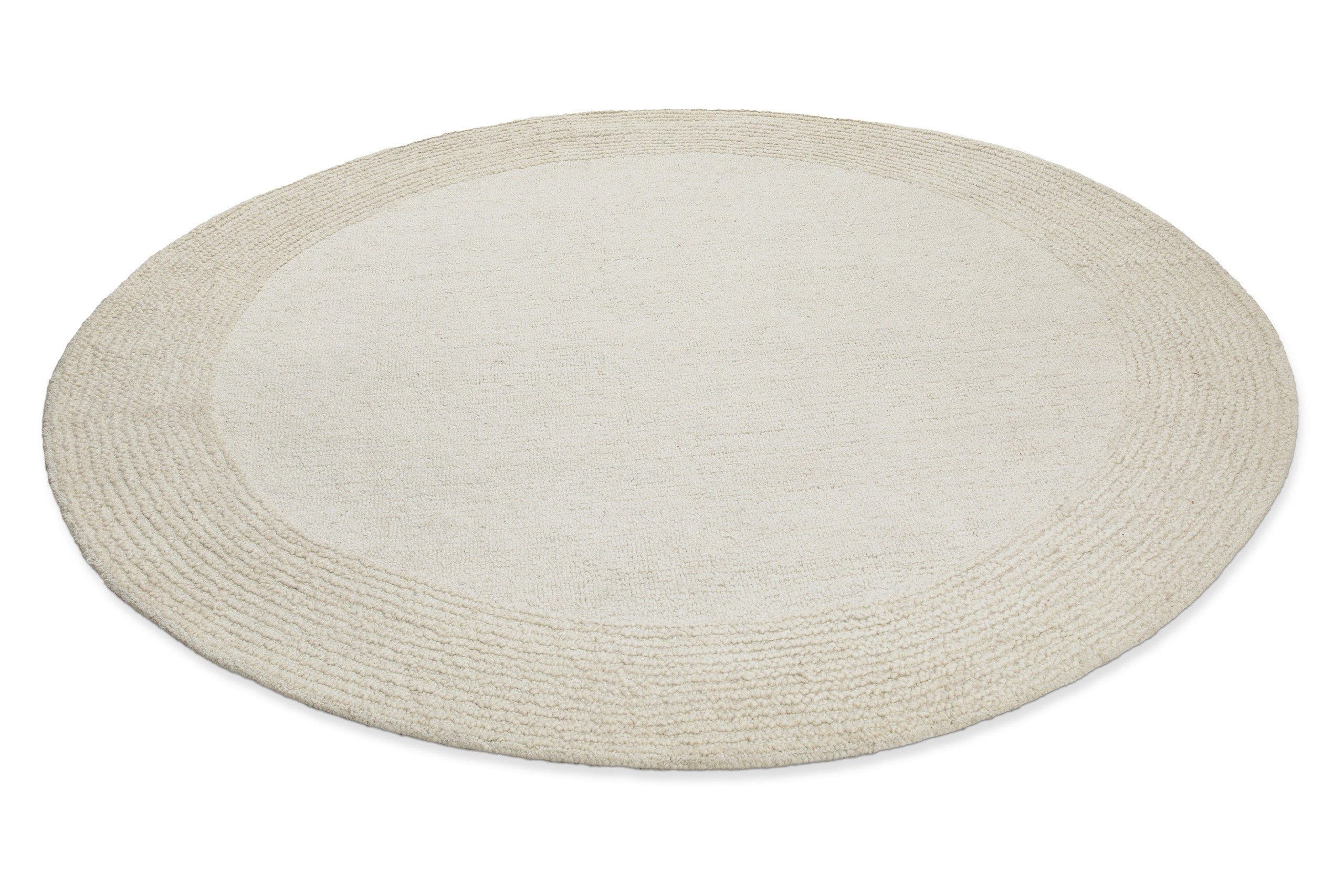 Kurzflor Teppich Rund Creme Weiß aus Schurwolle "Hamptons TWENTYONE" WECONhome