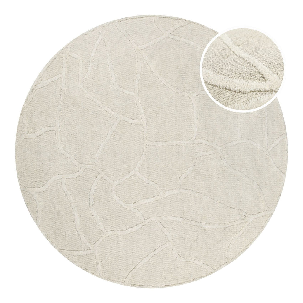 Kurzflor Teppich Rund Creme Weiß "Hamptons TWENTYSIX" WECONhome
