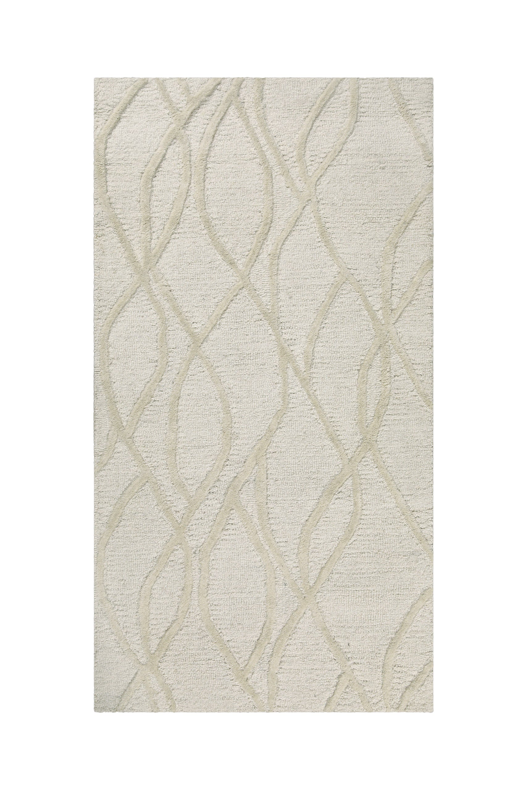 Kurzflor Teppich Creme Weiß aus Schurwolle "Hamptons TWENTYTHREE" WECONhome