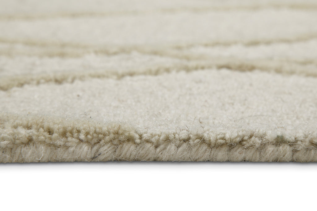 Kurzflor Teppich Rund Creme Weiß aus Schurwolle "Hamptons TWENTYTHREE" WECONhome