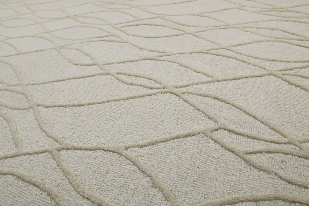 Kurzflor Teppich Rund Creme Weiß aus Schurwolle "Hamptons TWENTYTHREE" WECONhome