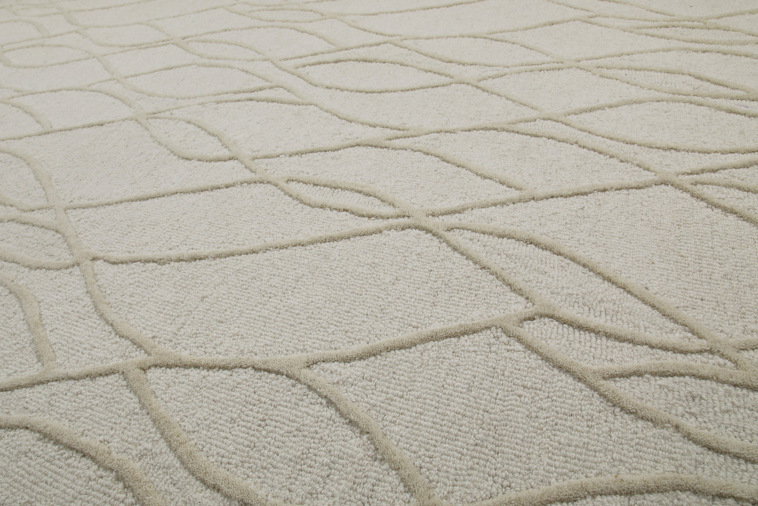 Kurzflor Teppich Rund Creme Weiß aus Schurwolle "Hamptons TWENTYTHREE" WECONhome