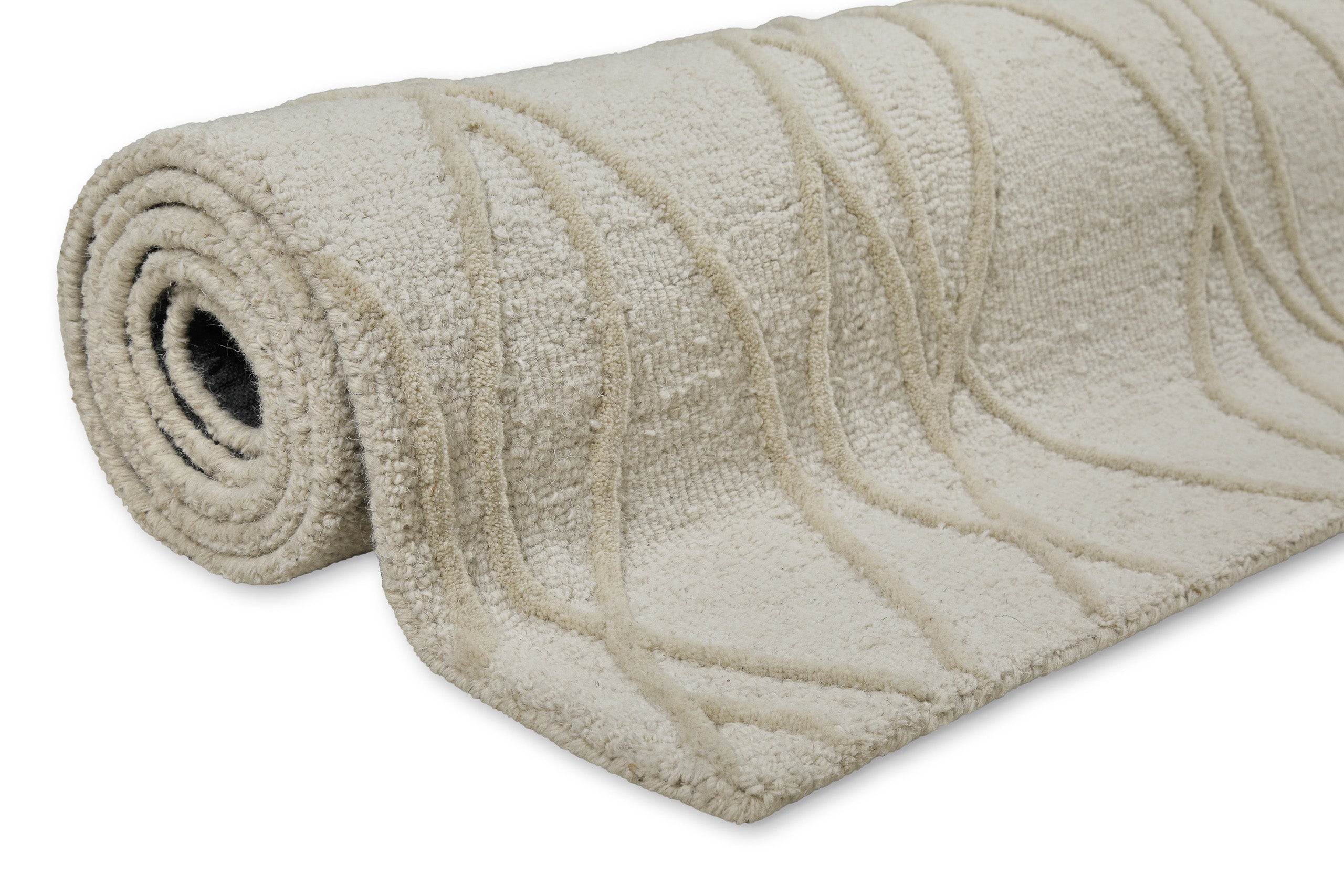 Kurzflor Teppich Creme Weiß aus Schurwolle "Hamptons TWENTYTHREE" WECONhome