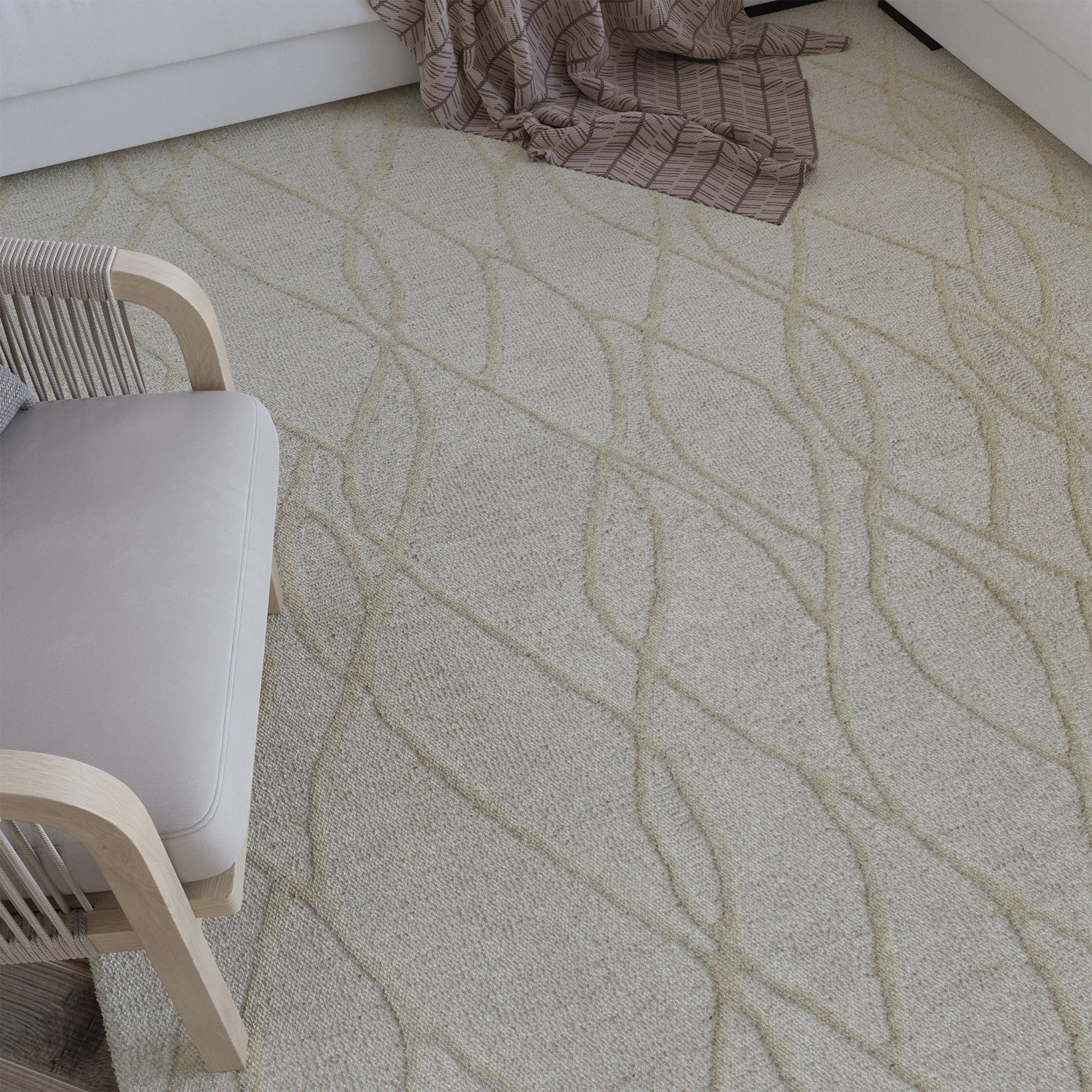 Kurzflor Teppich Creme Weiß aus Schurwolle "Hamptons TWENTYTHREE" WECONhome