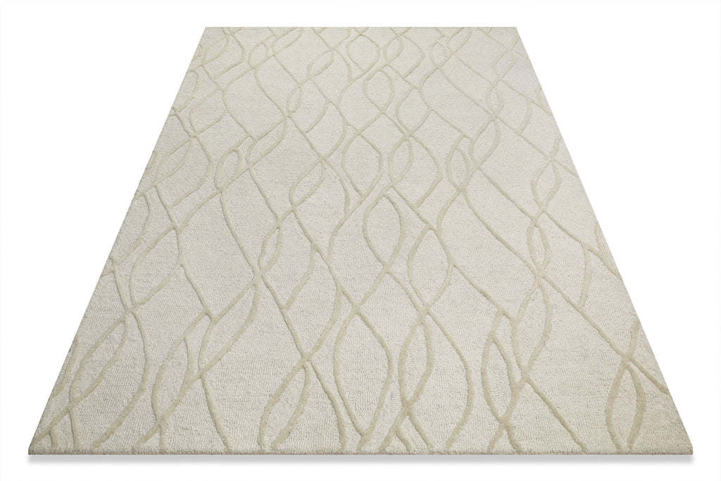 Kurzflor Teppich Creme Weiß aus Schurwolle "Hamptons TWENTYTHREE" WECONhome
