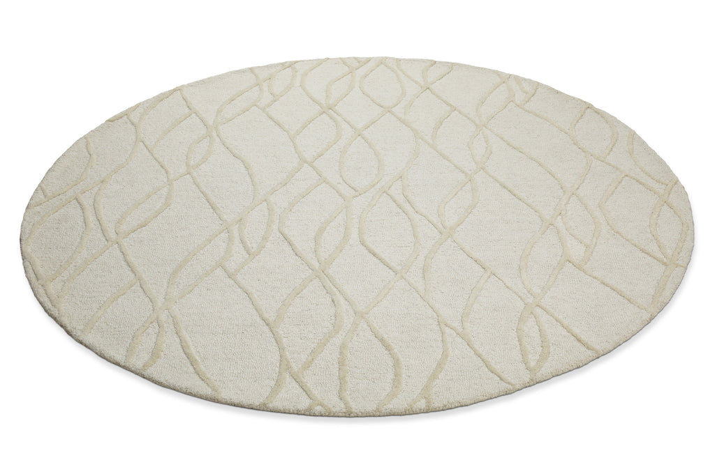 Kurzflor Teppich Rund Creme Weiß aus Schurwolle "Hamptons TWENTYTHREE" WECONhome
