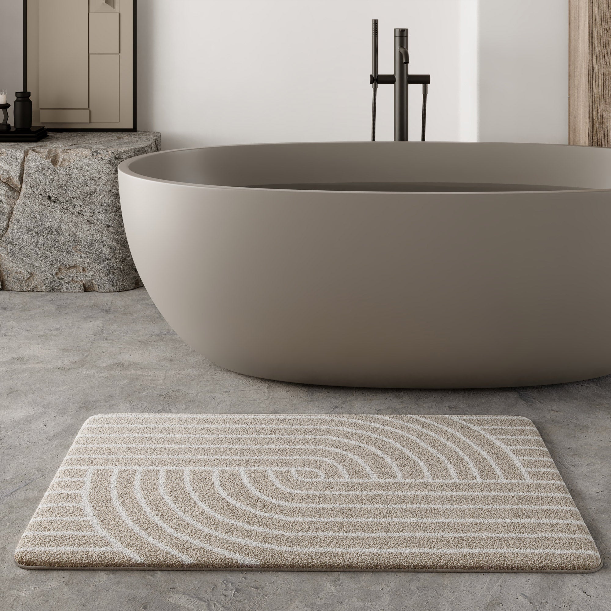 Badteppich Beige Weiß "Hilda" WECONhome Basics