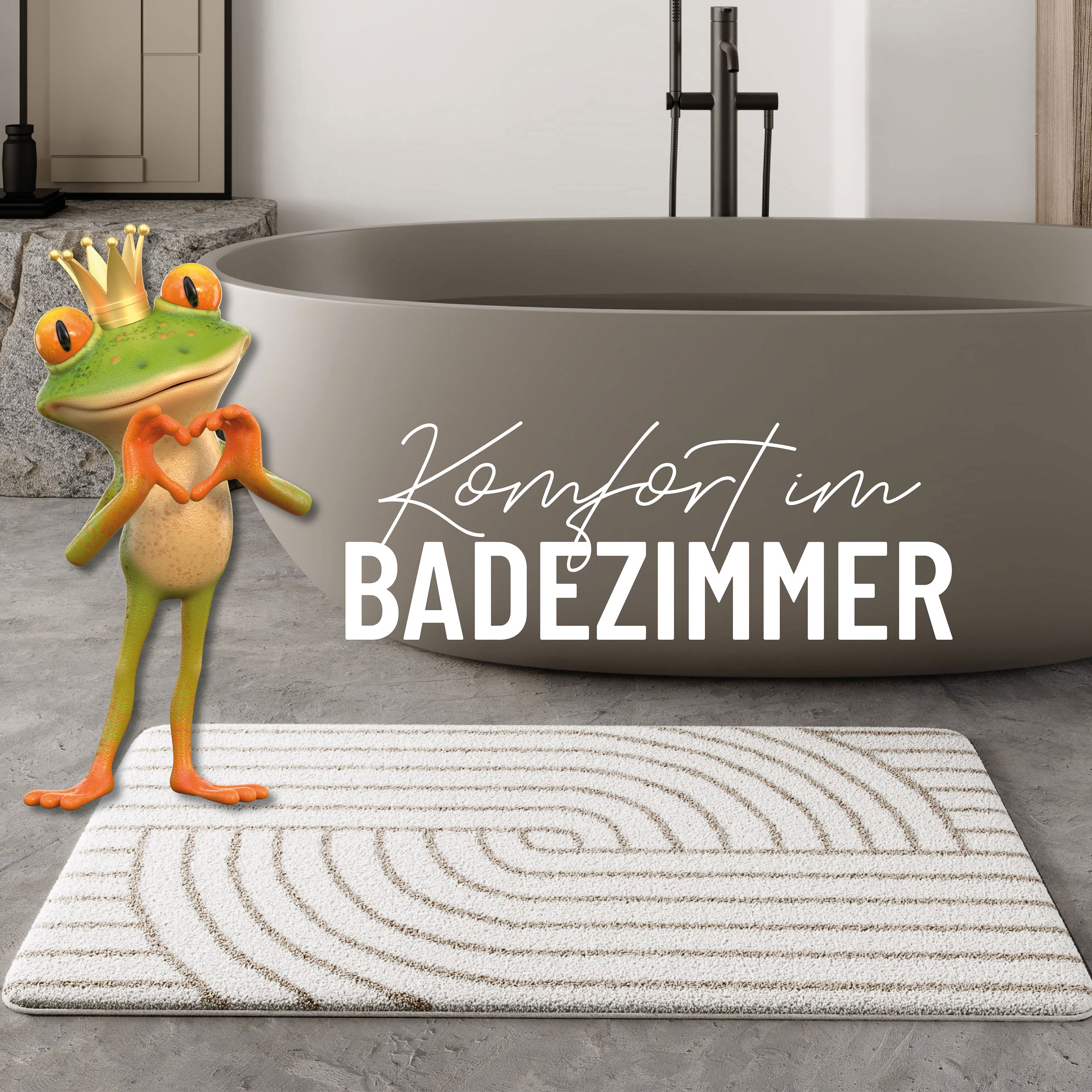 Badteppich Weiß Beige "Hilda" WECONhome Basics