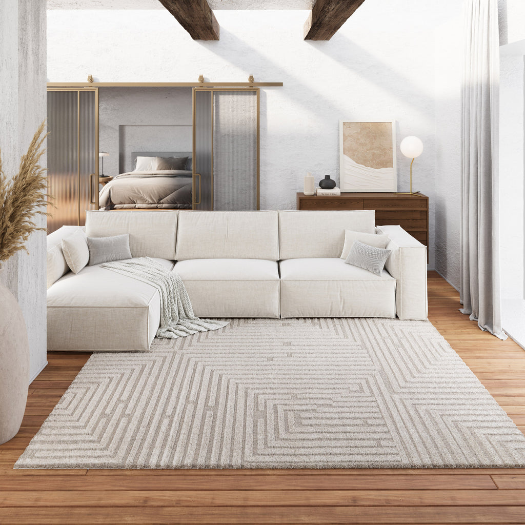 Kurzflor Teppich Creme Beige "Hillmar" WECONhome