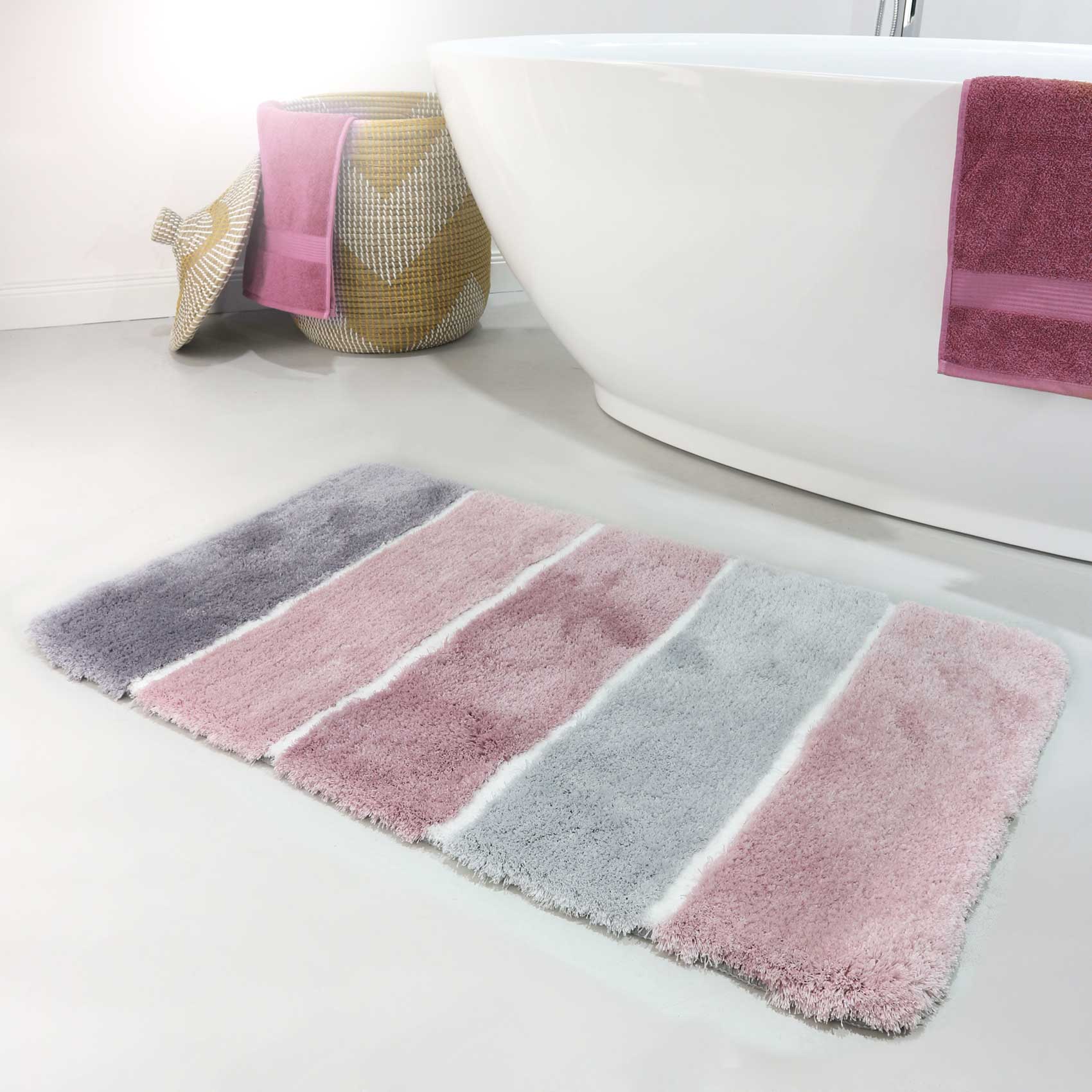 Badteppich Rosa Grau Silber "Rio Marina"  Homie Living