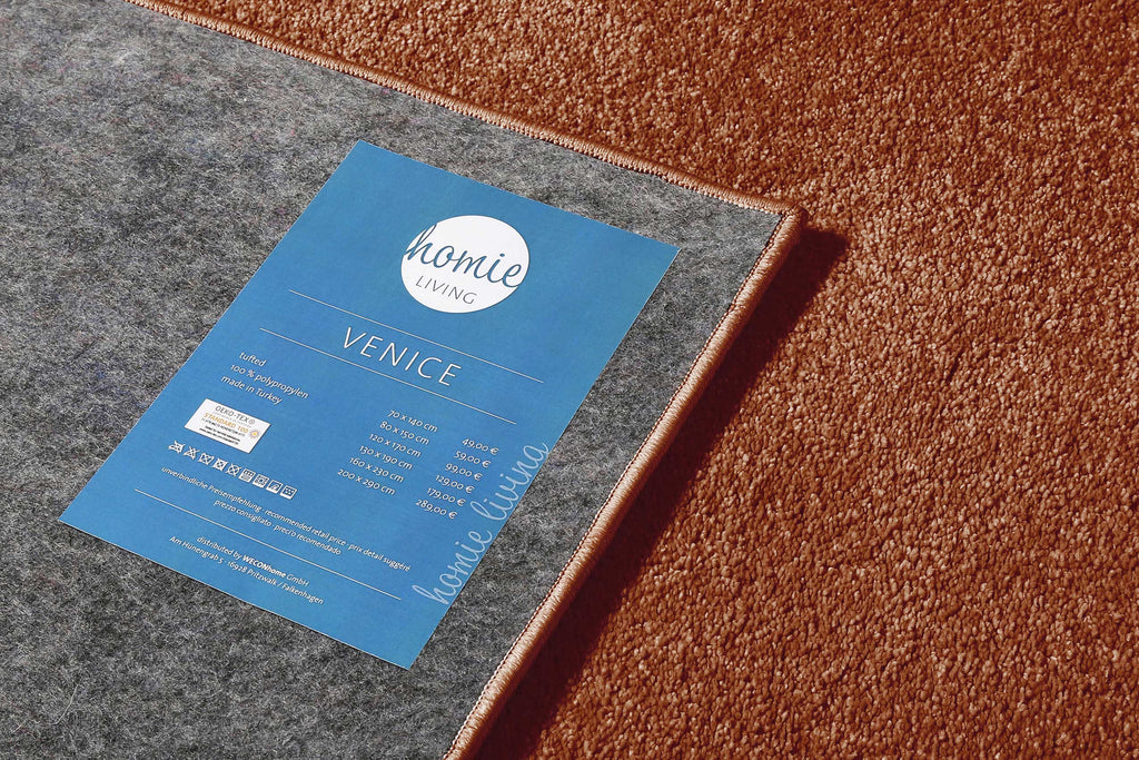 Venice Teppich rost braun Kurzflor rechteckig