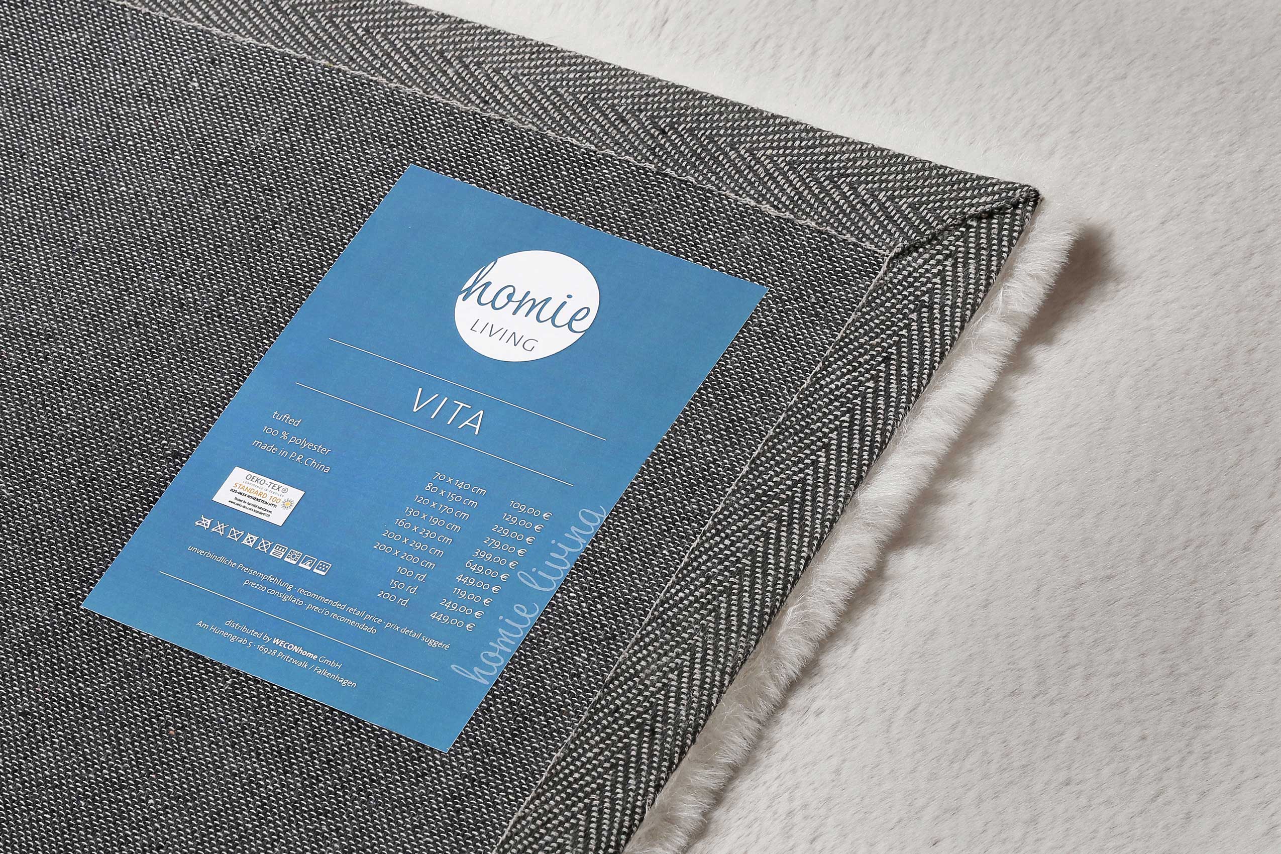 Teppich Hellgrau kuschelig & flauschig "Vita" Homie Living