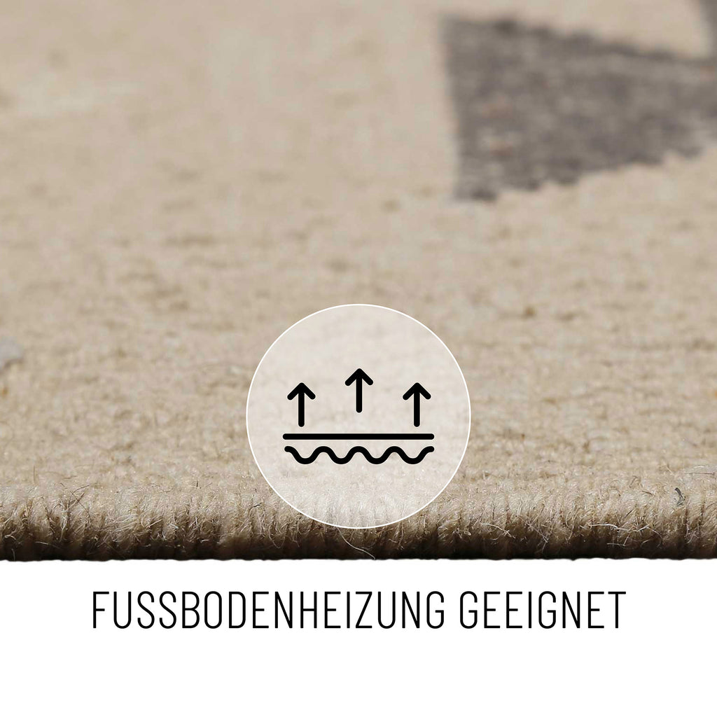 Kelim Teppich Creme Beige aus Wolle "Jong" Green Looop