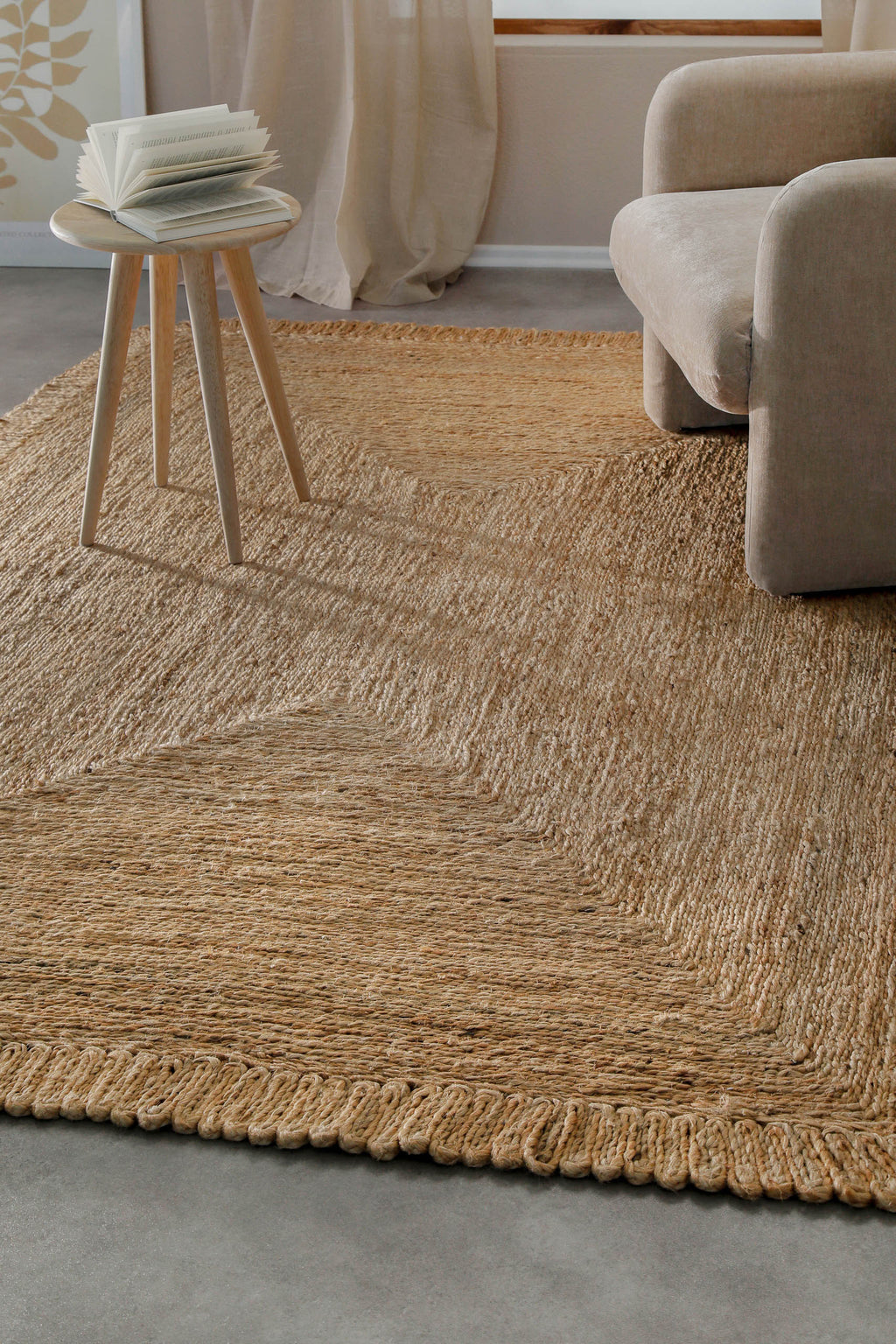 "June" Jute - Teppich - natürlich, handgewebt, schwer