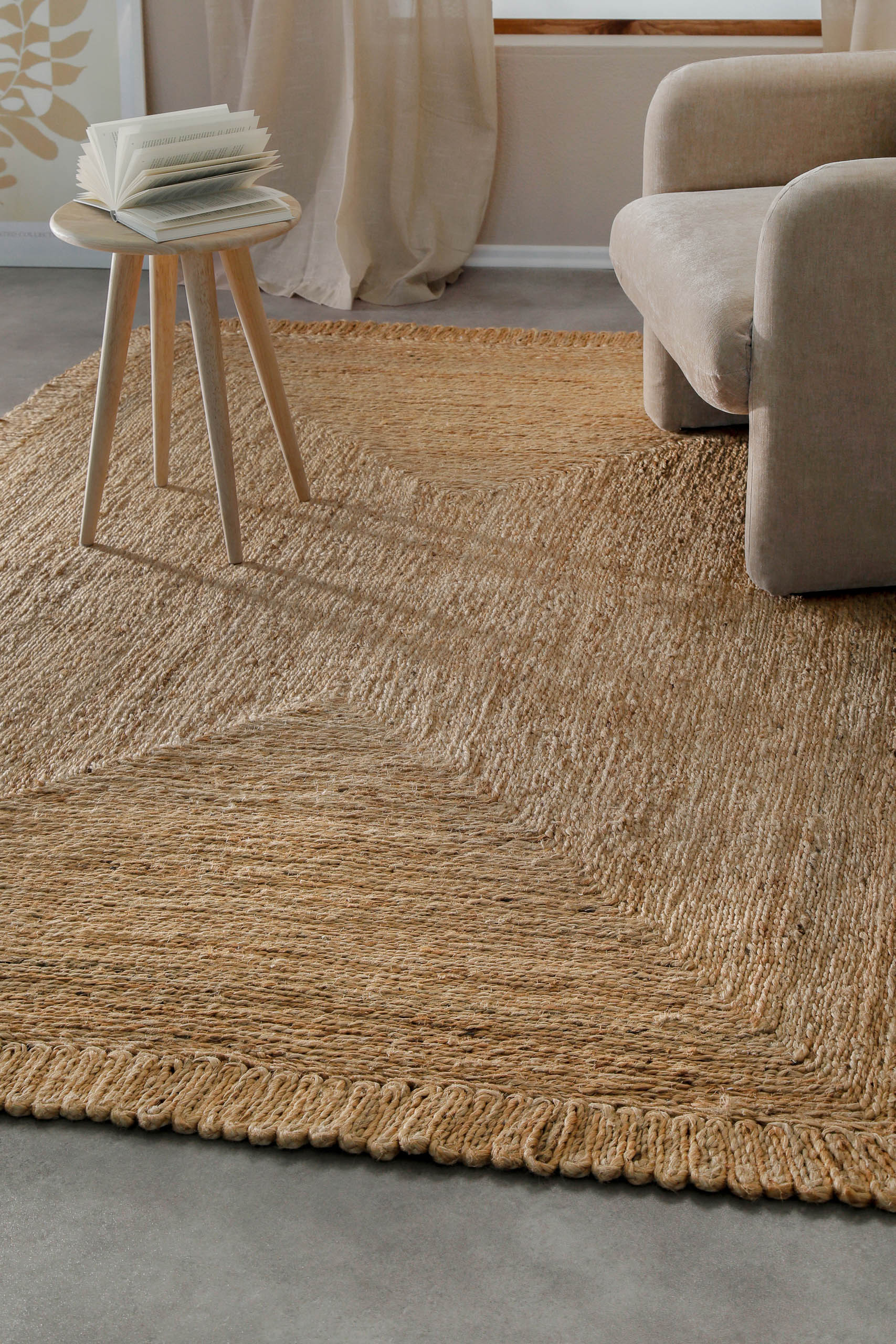 "June" Jute - Teppich - natürlich, handgewebt, schwer