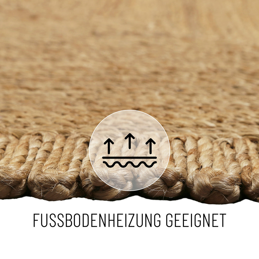 "June" Jute - Teppich - natürlich, handgewebt, schwer