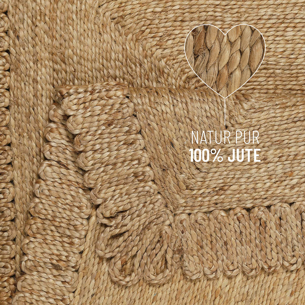 "June" Jute - Teppich - natürlich, handgewebt, schwer