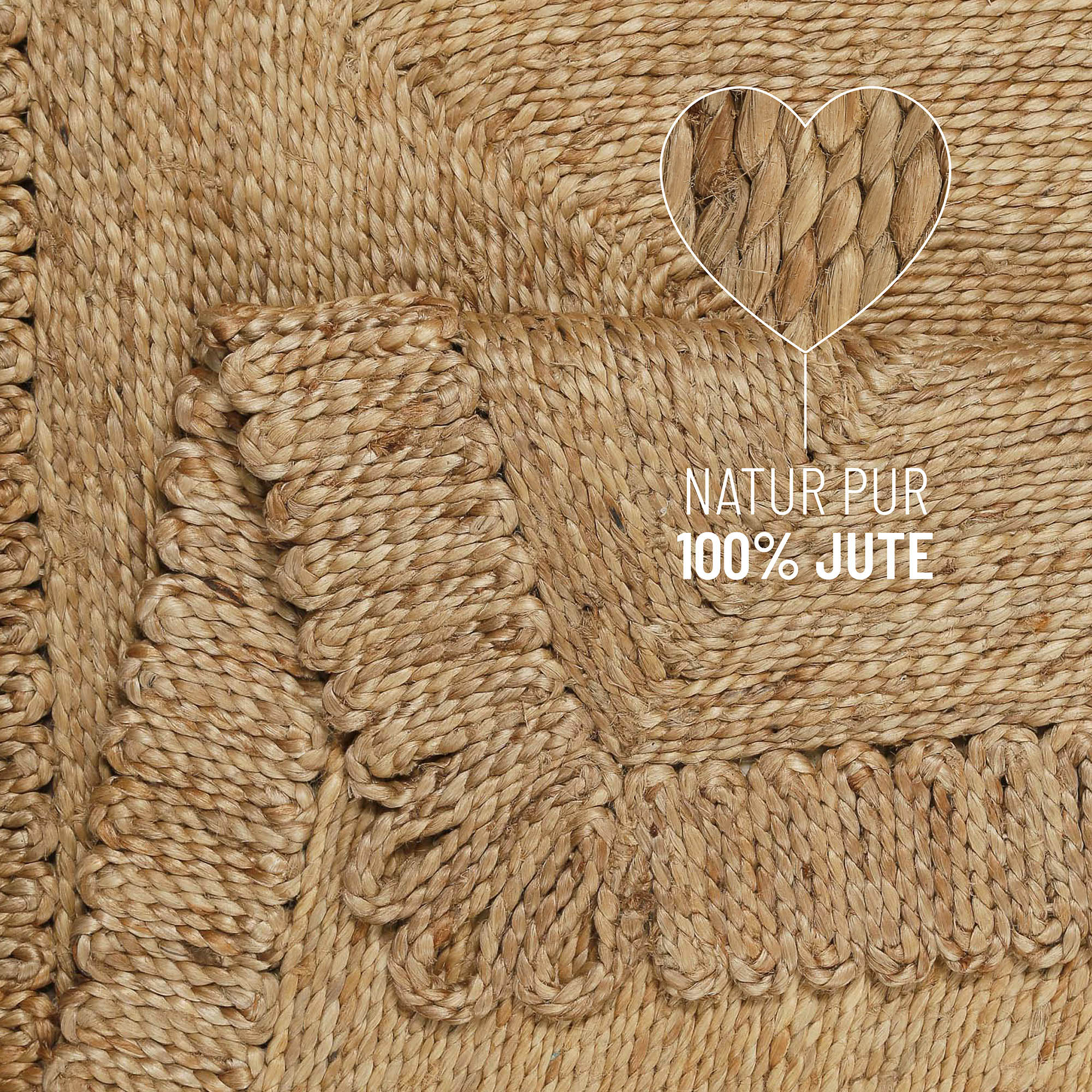 "June" Jute - Teppich - natürlich, handgewebt, schwer