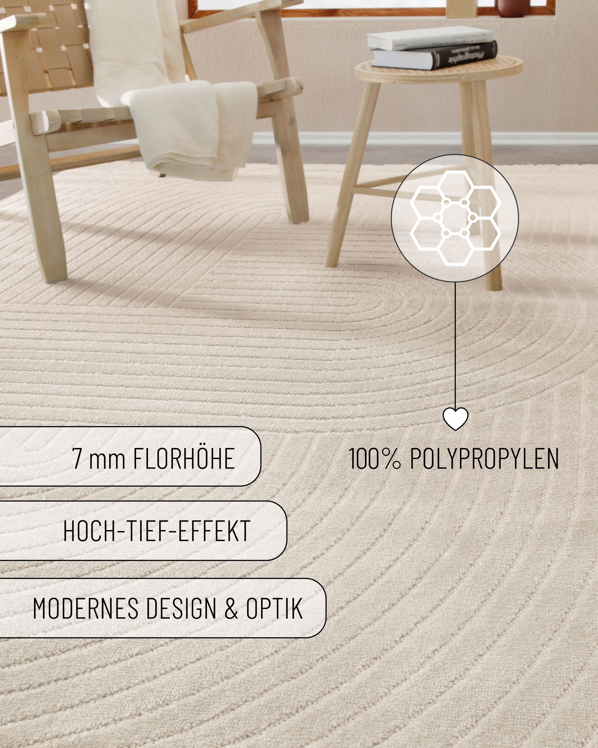 In & Outdoor Teppich Creme Beige "Bacalar" WECONhome