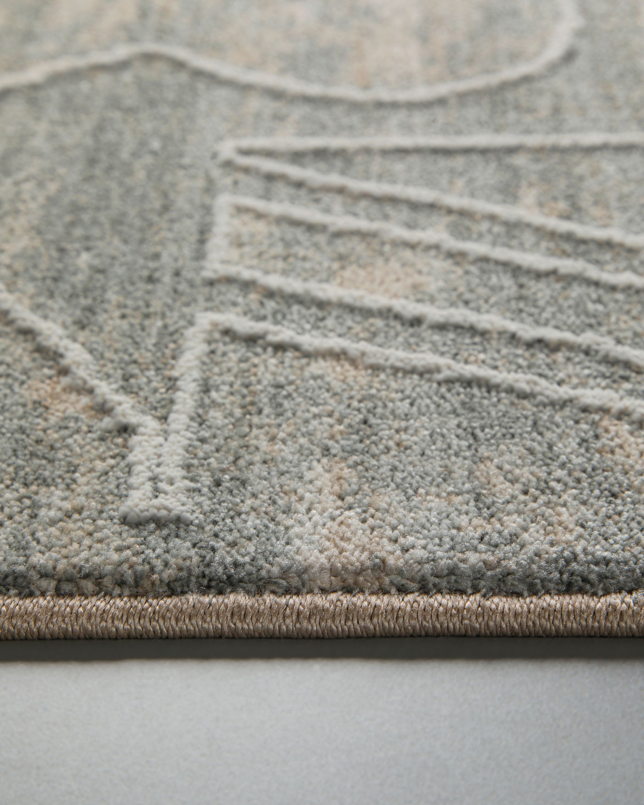 Esprit Kurzflor Teppich Beatle-B in Türkis Grau Nahaufnahme der weichen Oberflächenstruktur und Musterdetails
