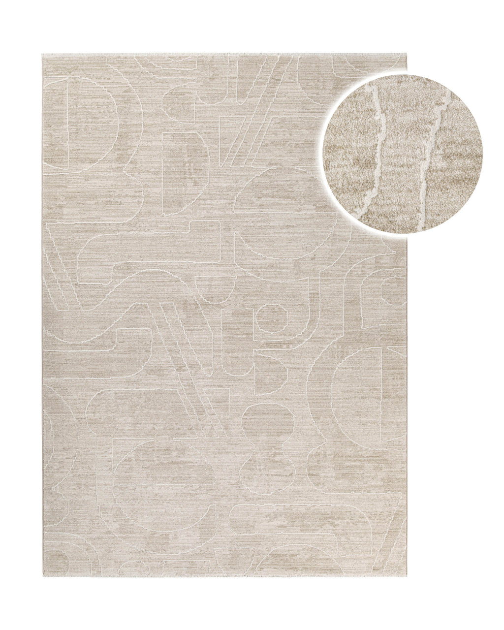 Esprit Kurzflor Teppich Beatle-B in Beige Bunt mit modernem abstraktem Muster, Detailansicht mit vergrößertem Musterausschnitt