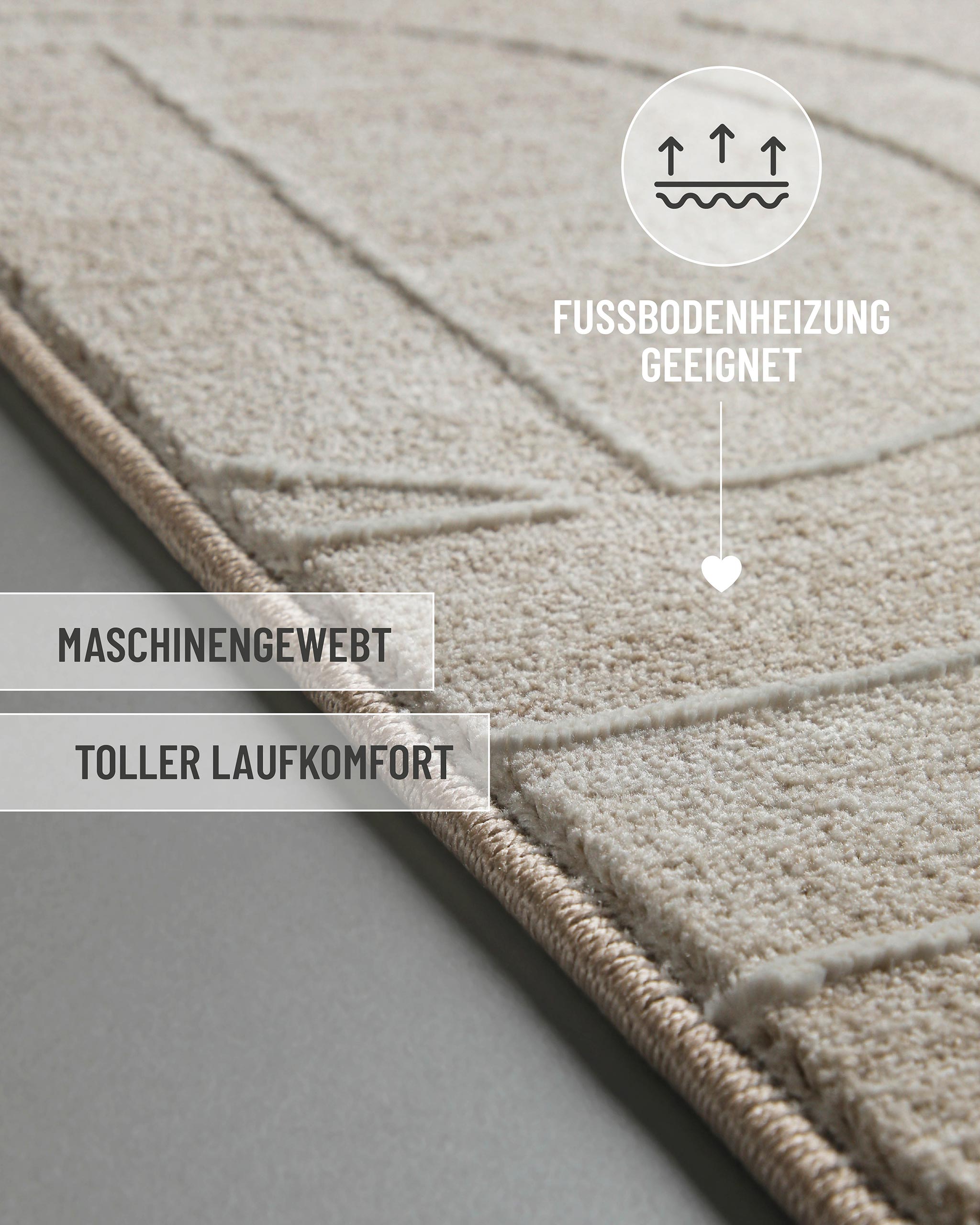 Esprit Kurzflor Teppich Beatle-B in Beige Bunt mit eingeblendeten Komfort und Materialeigenschaften