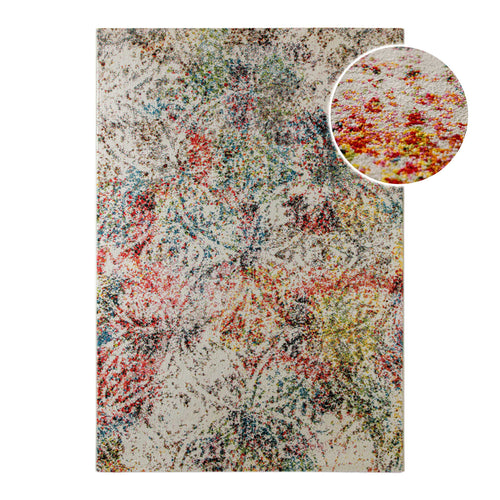 Kurzflorteppich Multi "Modernina 2.0" von WECONhome, Frontansicht mit Lupendetail des Sprenkelmusters