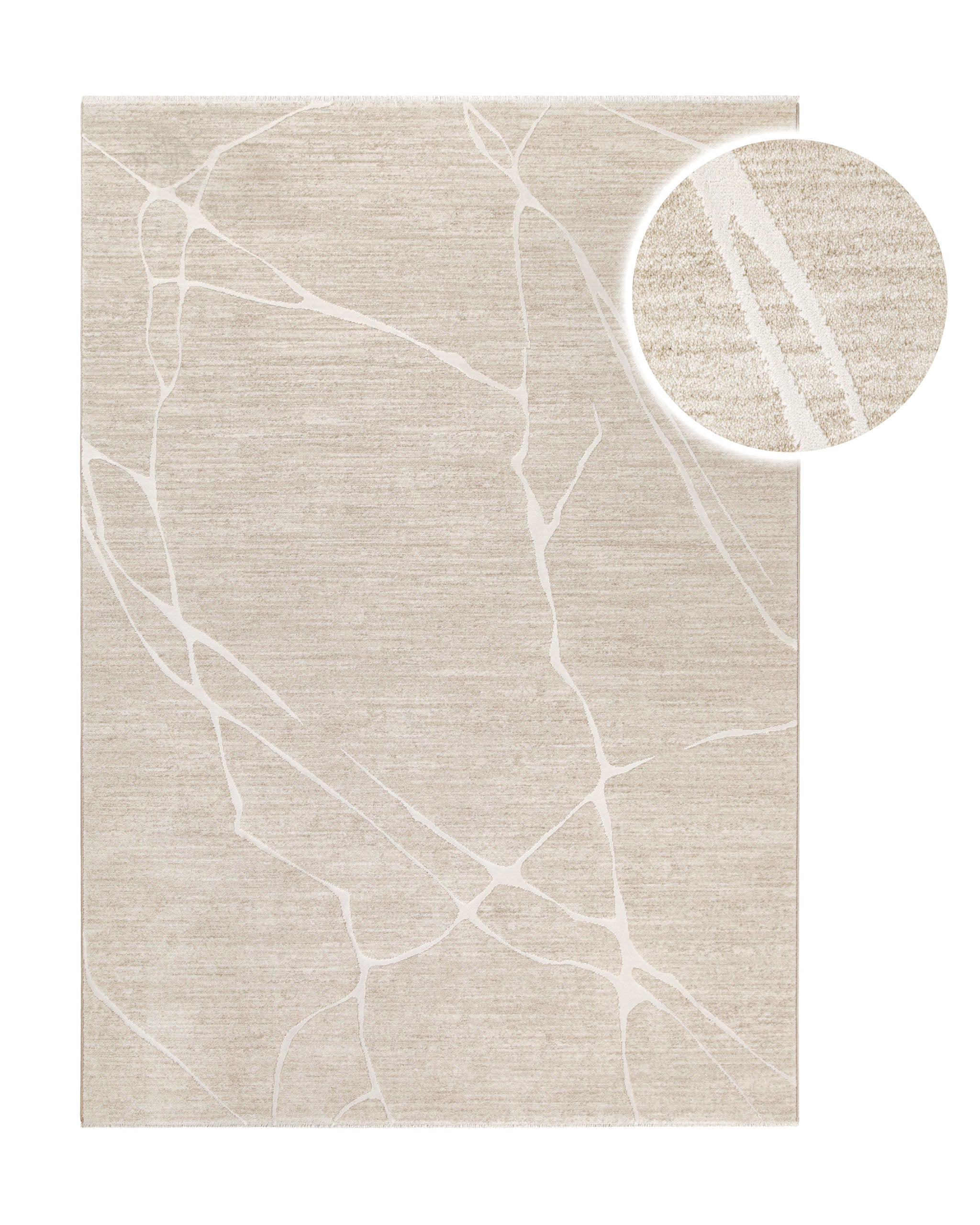 Esprit Kurzflor Teppich Elite in Beige Bunt mit modernem Linienmuster, Detailansicht mit vergrößertem Musterausschnitt