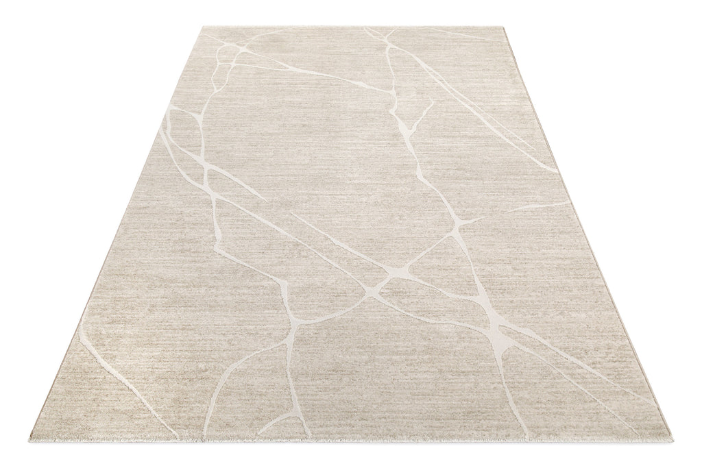 Esprit Kurzflor Teppich Elite in Beige Bunt in Produktansicht von oben mit modernem Linienmuster