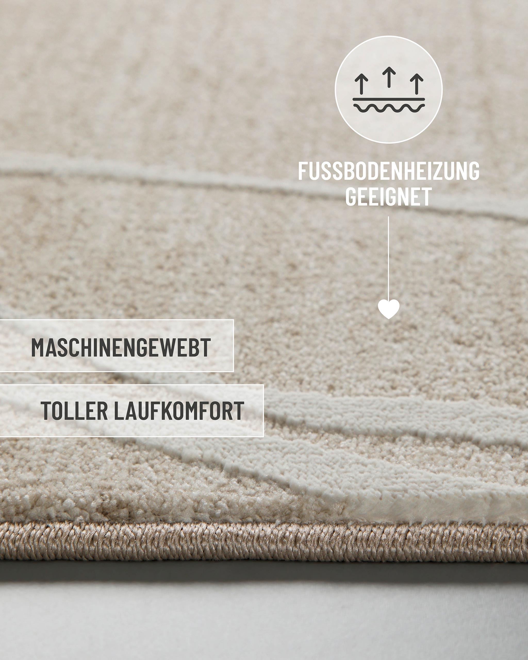 Esprit Kurzflor Teppich Elite in Beige Bunt mit eingeblendeten Komfort und Materialeigenschaften