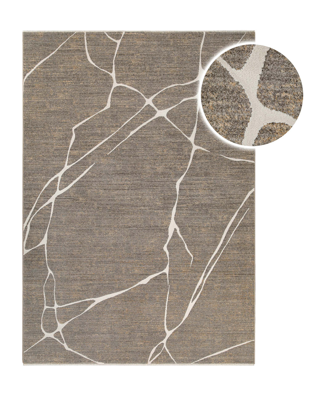 Esprit Kurzflor Teppich Elite in Beige Grau mit modernem Linienmuster, Detailansicht mit vergrößertem Musterausschnitt