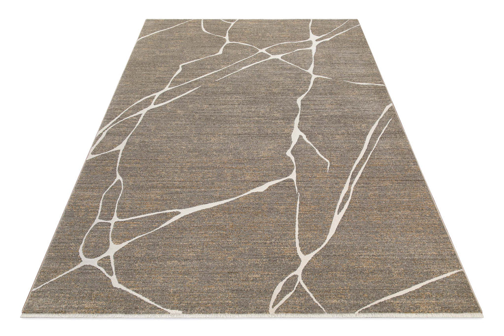 Esprit Kurzflor Teppich Elite in Beige Grau in Produktansicht von oben mit modernem Linienmuster