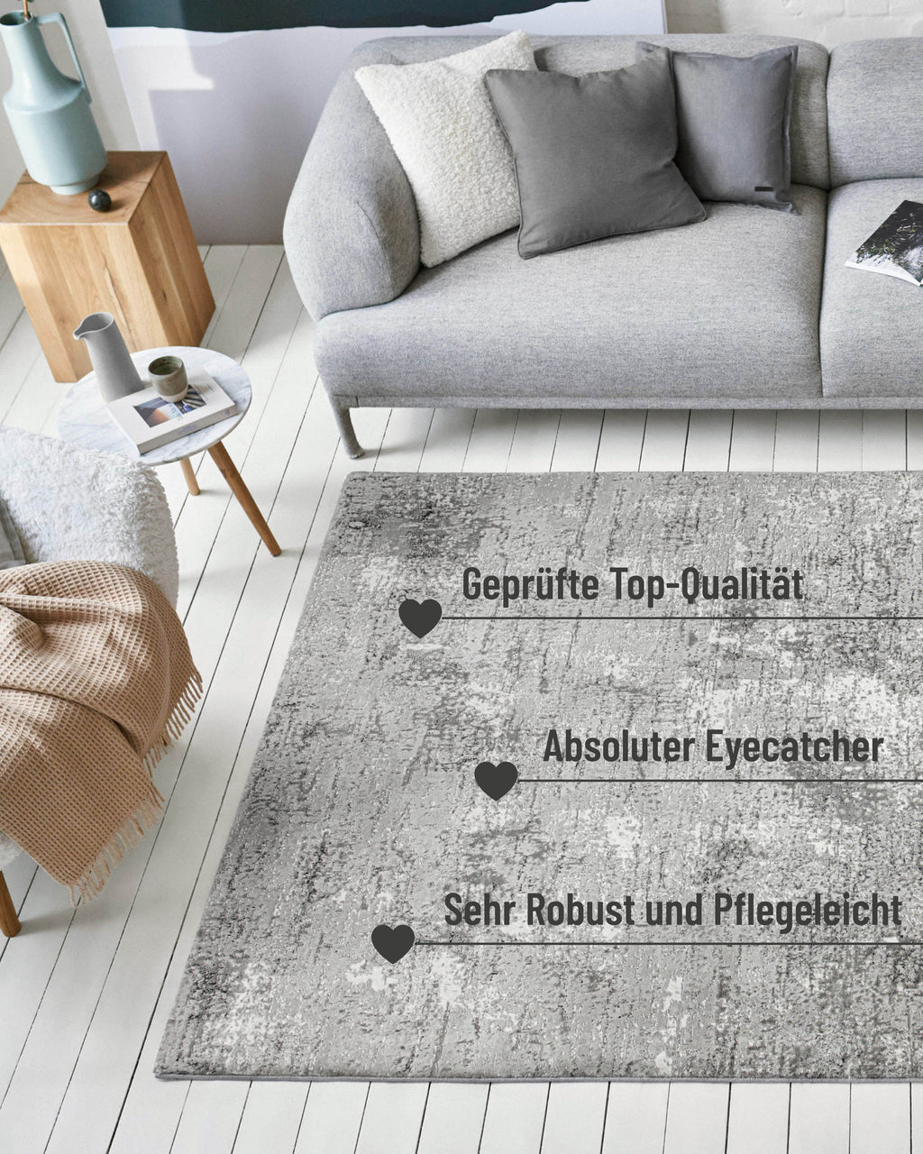 Esprit Kurzflorteppich Grau Silber "Feel Vintage 2.0"