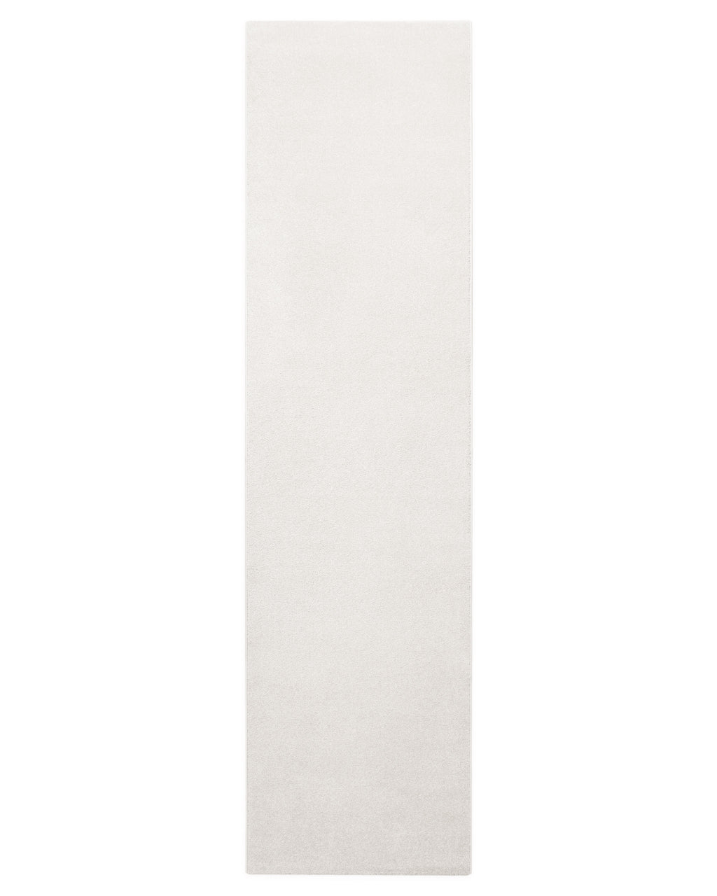 Kurzflor Teppich Freja Creme Weiß als Läufer in schmalem Format dargestellt