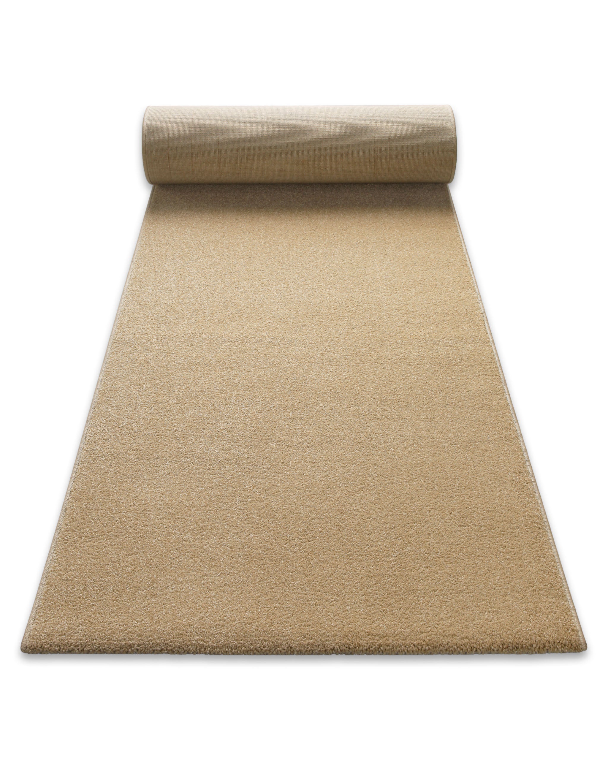 Teppich Läufer Montepulciano Sand Beige ausgerollt, zeigt lange schmale Form und gleichmäßigen Flor
