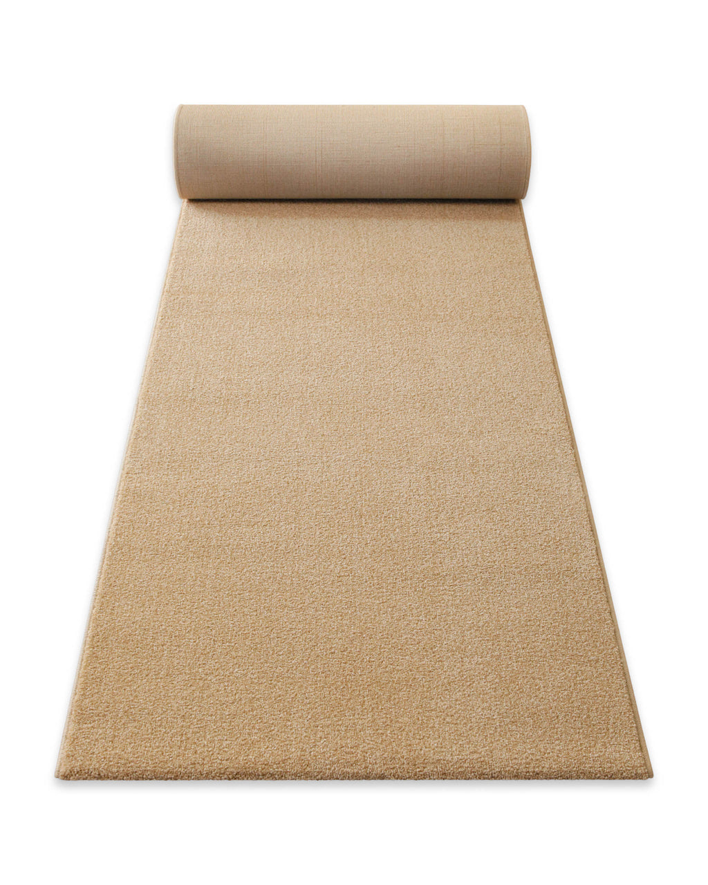 Kurzflor Teppich Läufer Vegas Beige ausgerollt, zeigt Länge und gleichmäßige Struktur