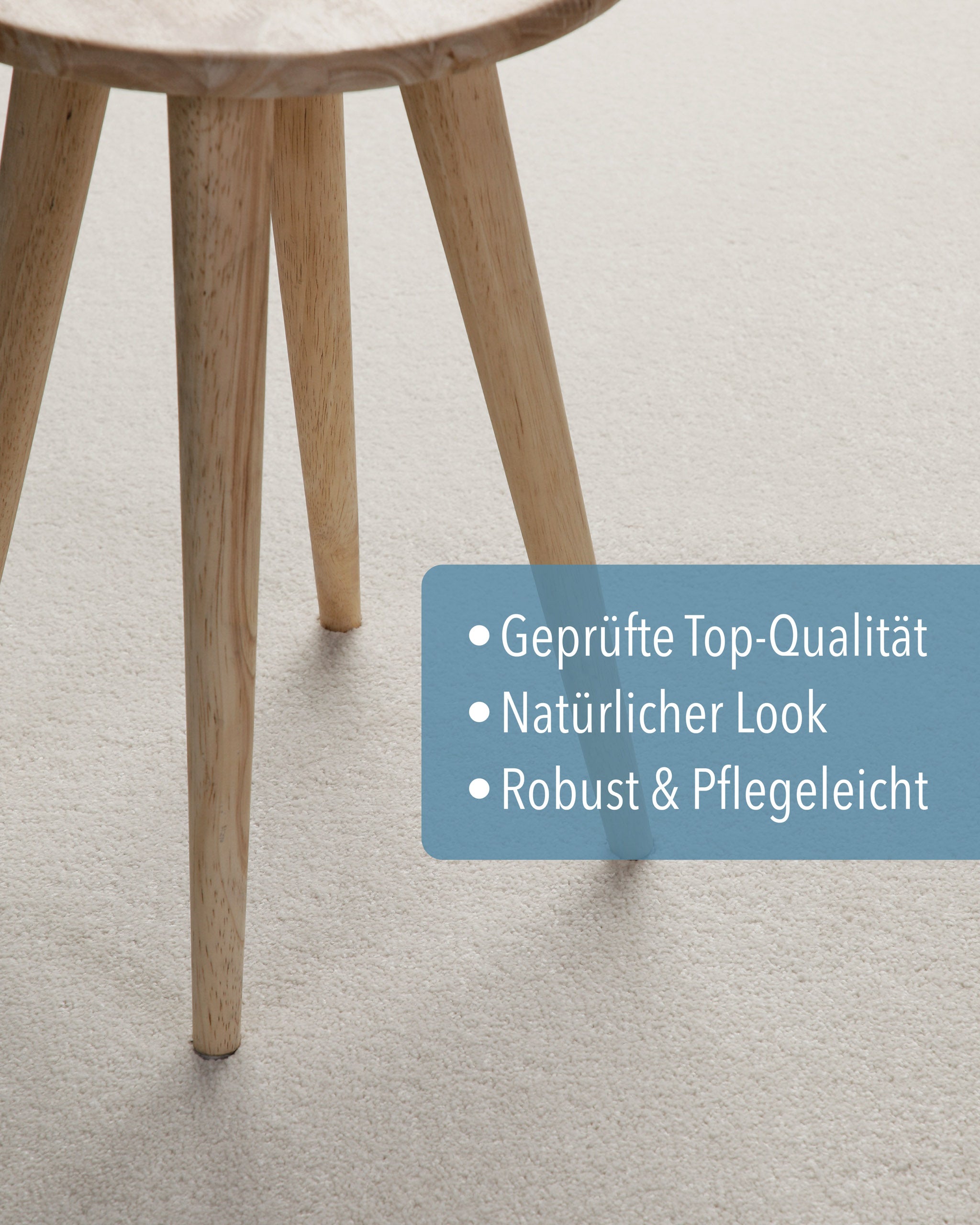 Kurzflor Teppich Montepulciano Creme Weiß mit Eigenschaften wie geprüft, natürlicher Look und pflegeleicht