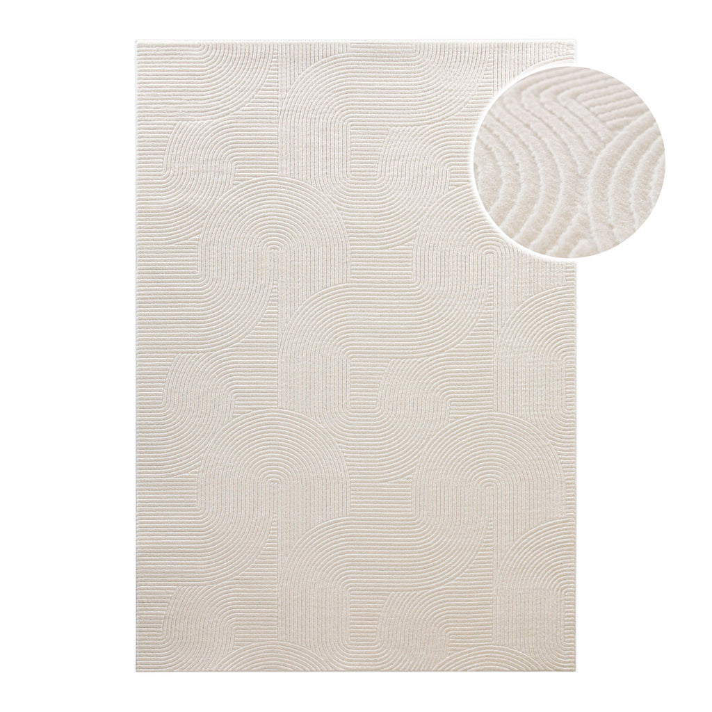 WECONhome Kurzflorteppich Nuuk Arc in Creme Weiß mit Detailansicht