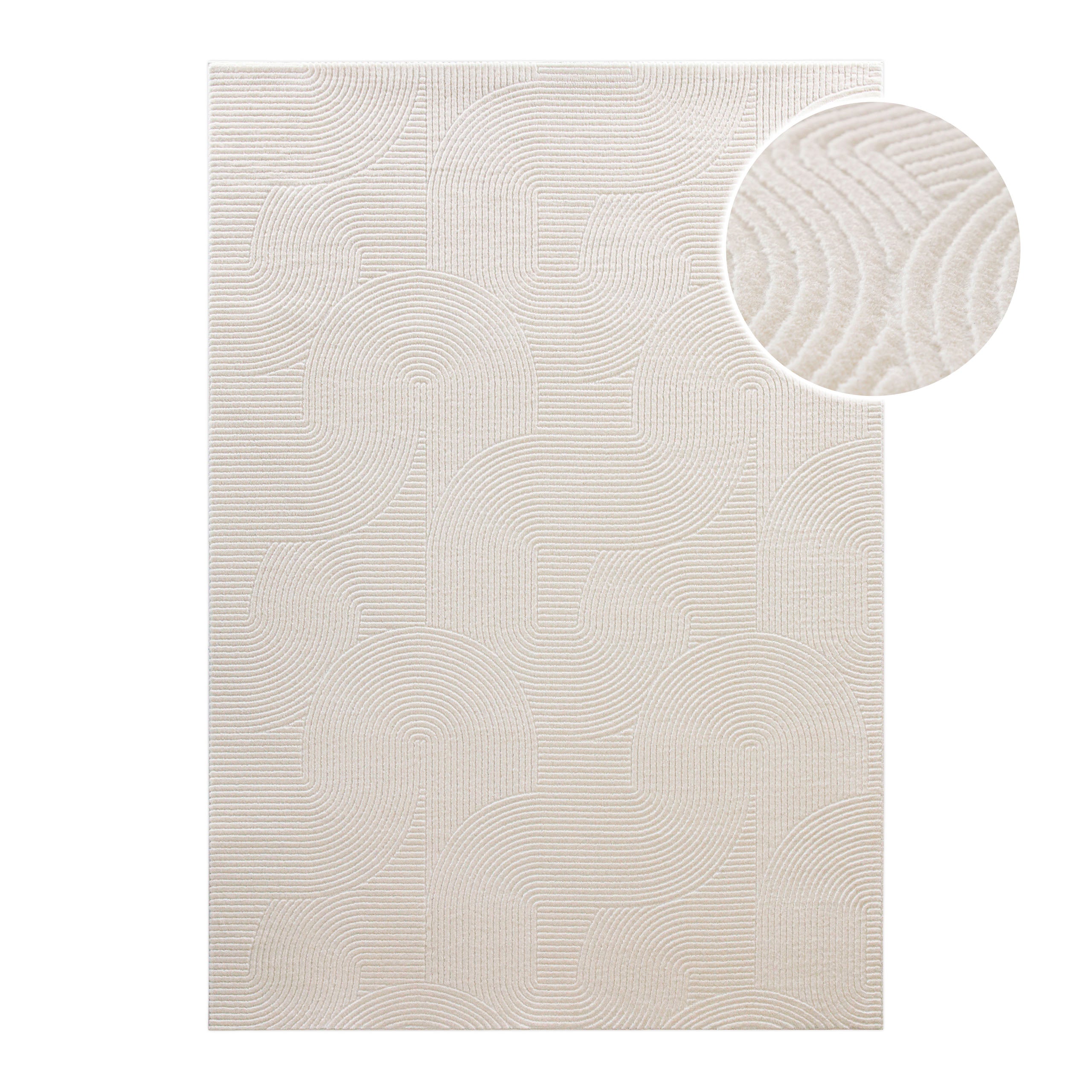 WECONhome Kurzflorteppich Nuuk Arc in Creme Weiß mit Detailansicht