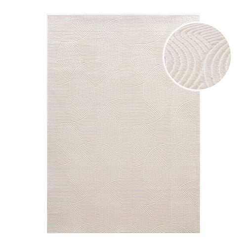 WECONhome Kurzflorteppich Nuuk Arc in Creme Weiß mit Detailansicht