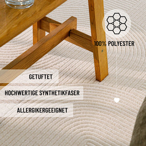 {"class" => "product-thumbnails__image", "alt" => "Detailansicht WECONhome Kurzflorteppich Nuuk Arc in Creme Weiß unter einem Holztisch mit Infos: 100% Polyester, getuftet und für Allergiker geeignet"}