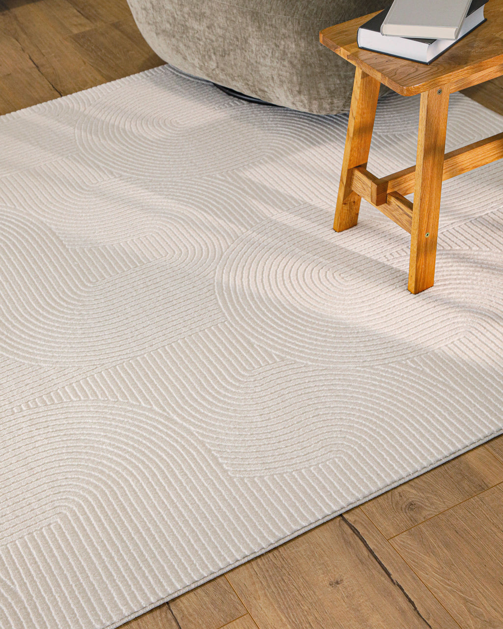 WECONhome Kurzflorteppich "Nuuk Arc" - Creme Weiß
