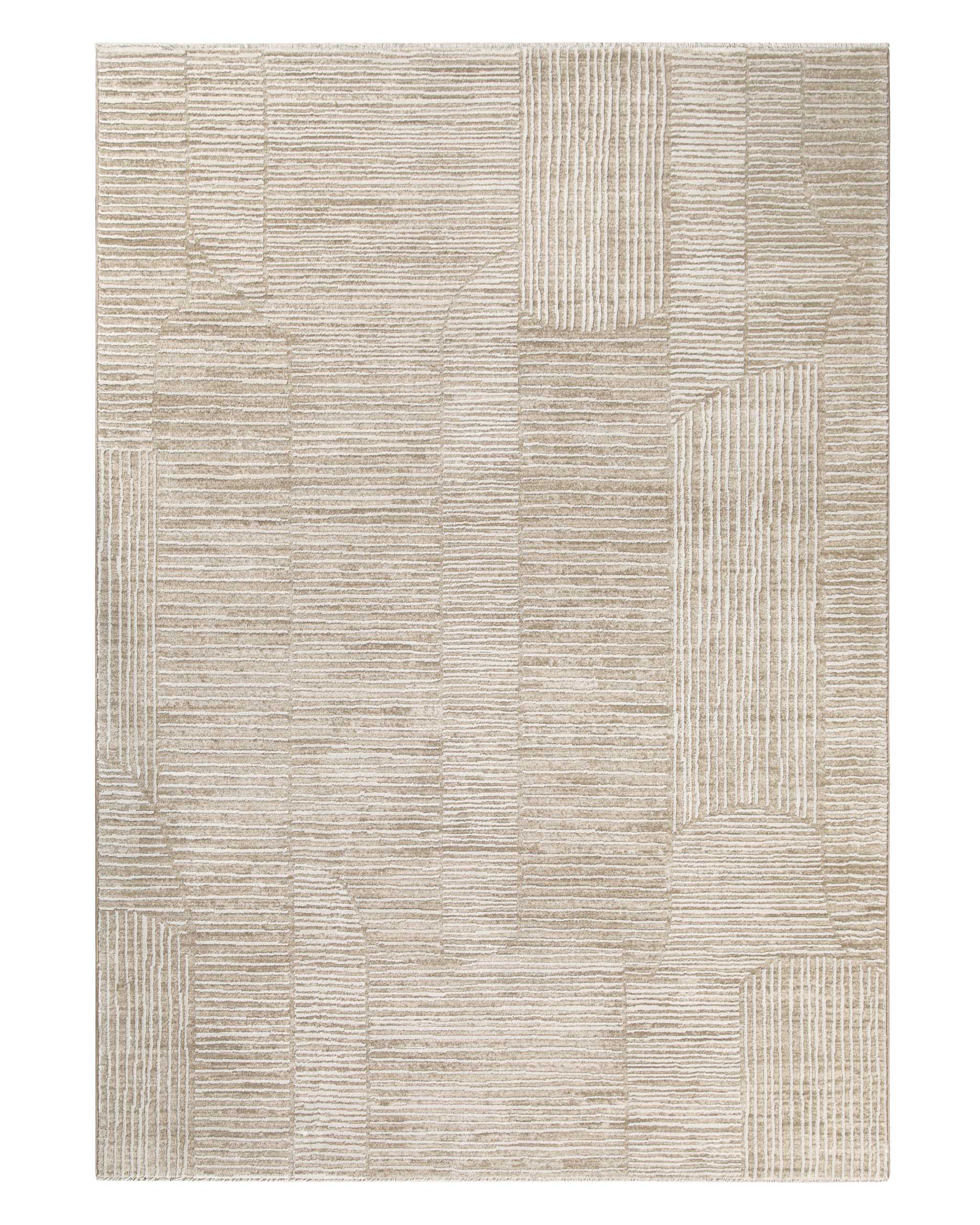 Esprit Kurzflor Teppich Raymond in Beige Bunt als Freisteller mit modernem geometrischem Muster