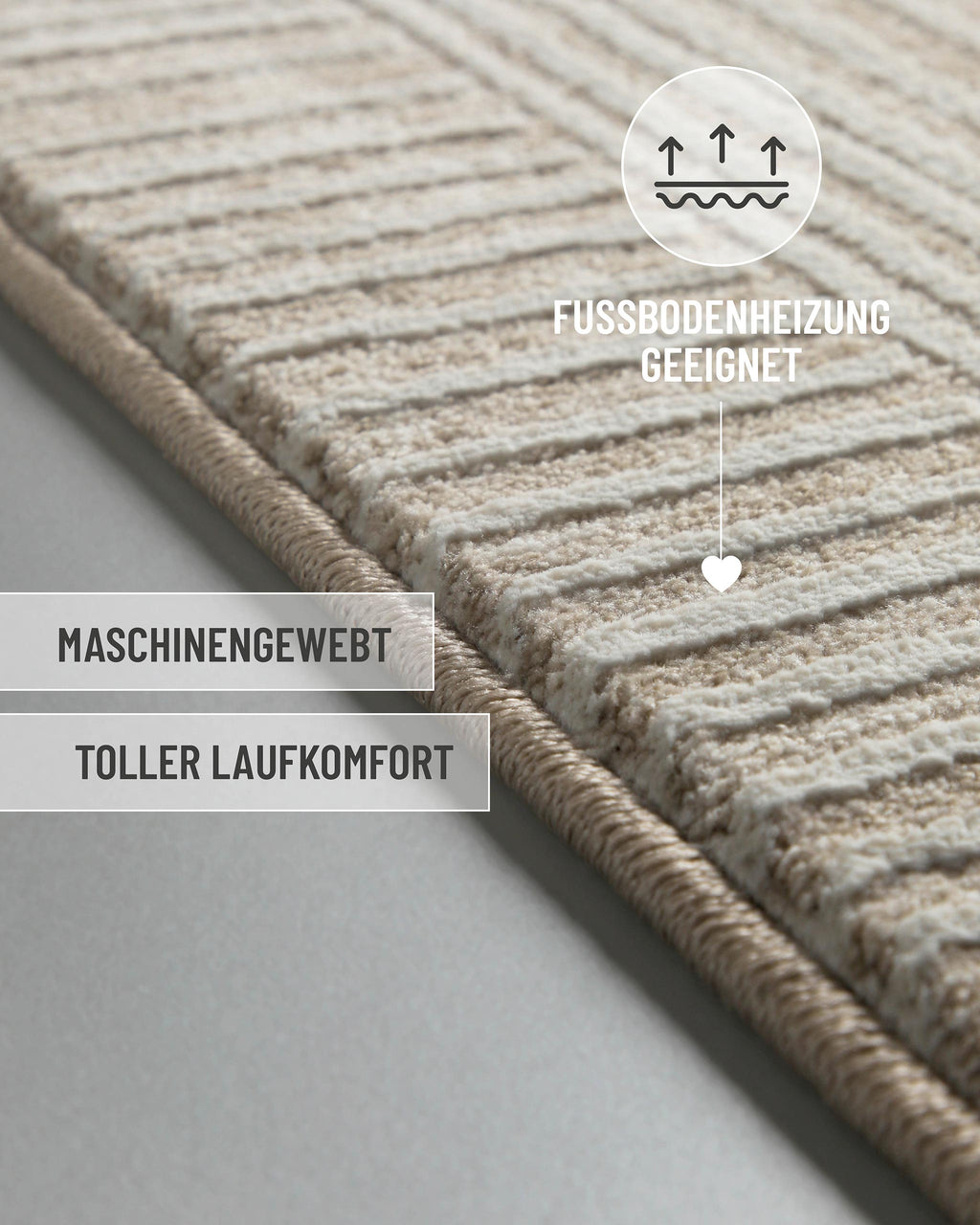 Esprit Kurzflor Teppich Raymond in Beige Bunt mit eingeblendeten Komfort und Materialeigenschaften