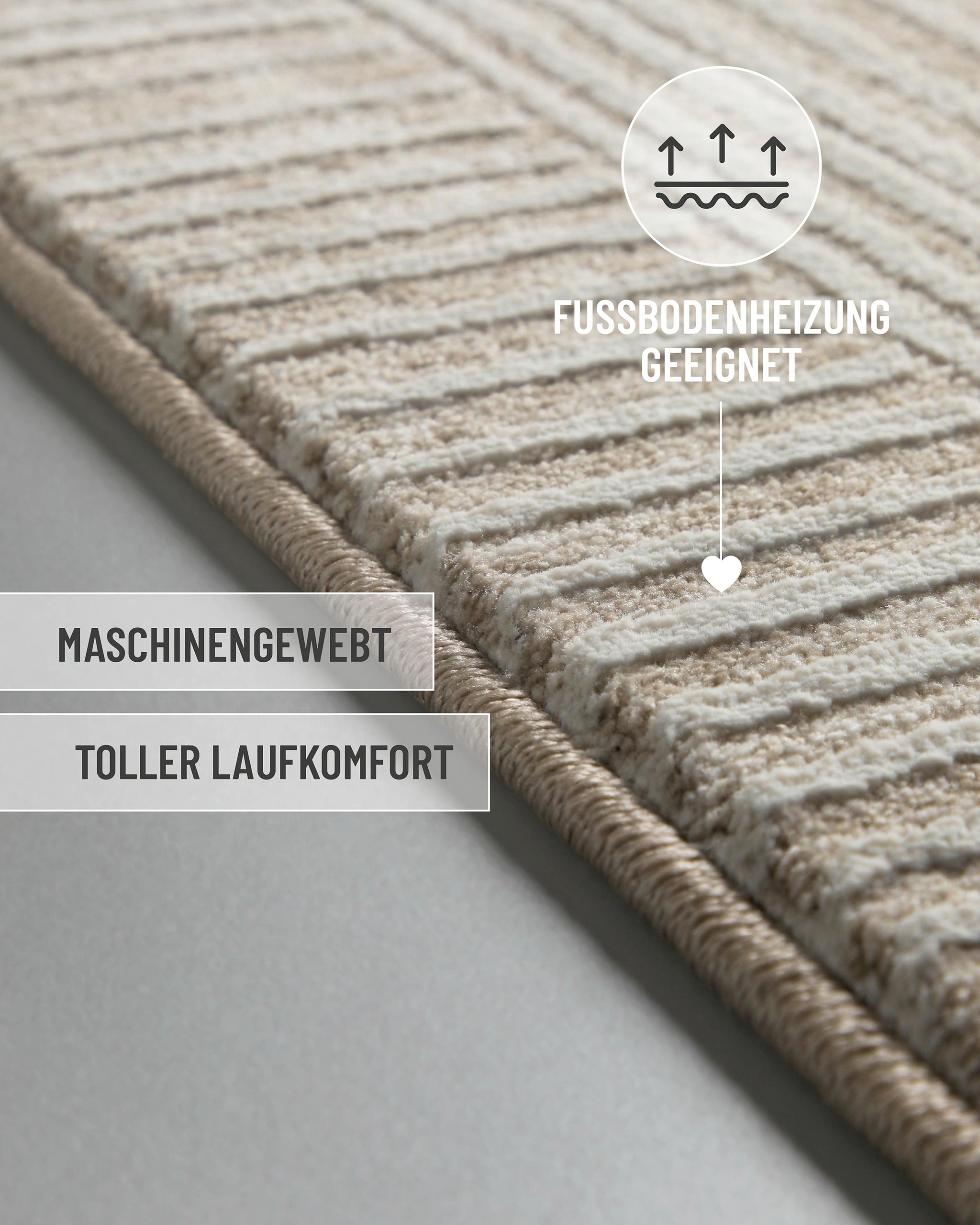 Esprit Kurzflor Teppich Raymond in Beige Bunt mit eingeblendeten Komfort und Materialeigenschaften