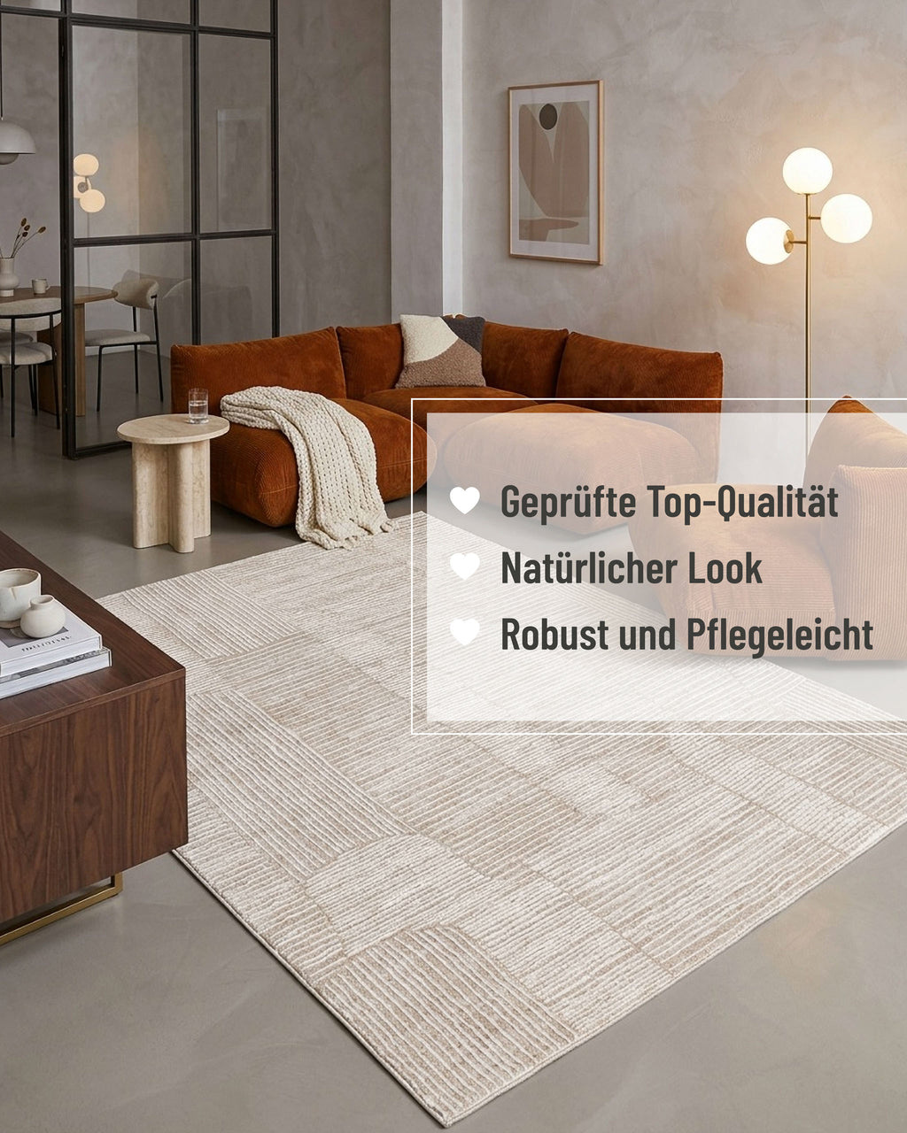 Esprit Kurzflor Teppich Raymond in Beige Bunt mit eingeblendeten Komfort und Materialeigenschaften