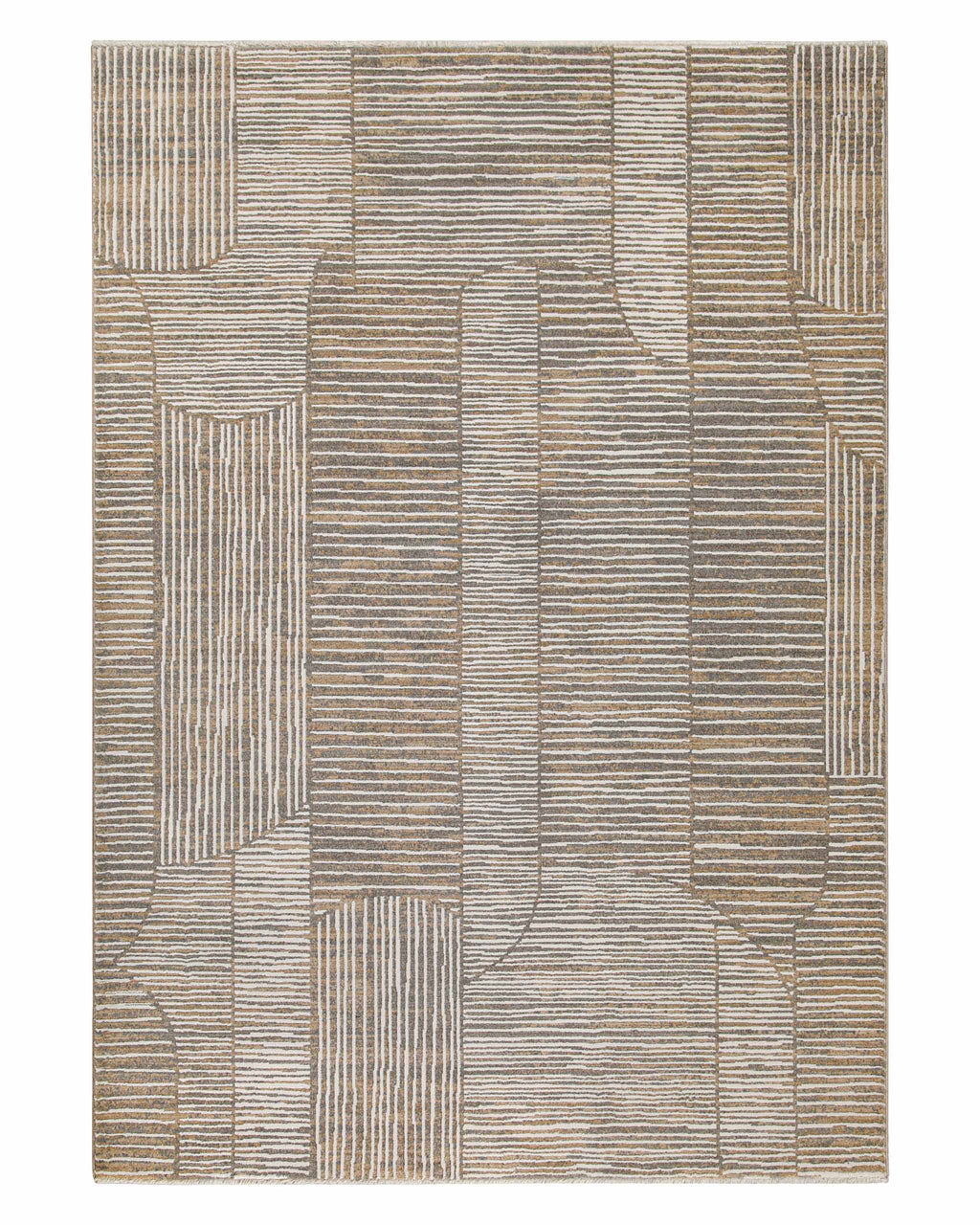 Esprit Kurzflor Teppich Raymond in Beige Grau als Freisteller mit modernem geometrischem Muster