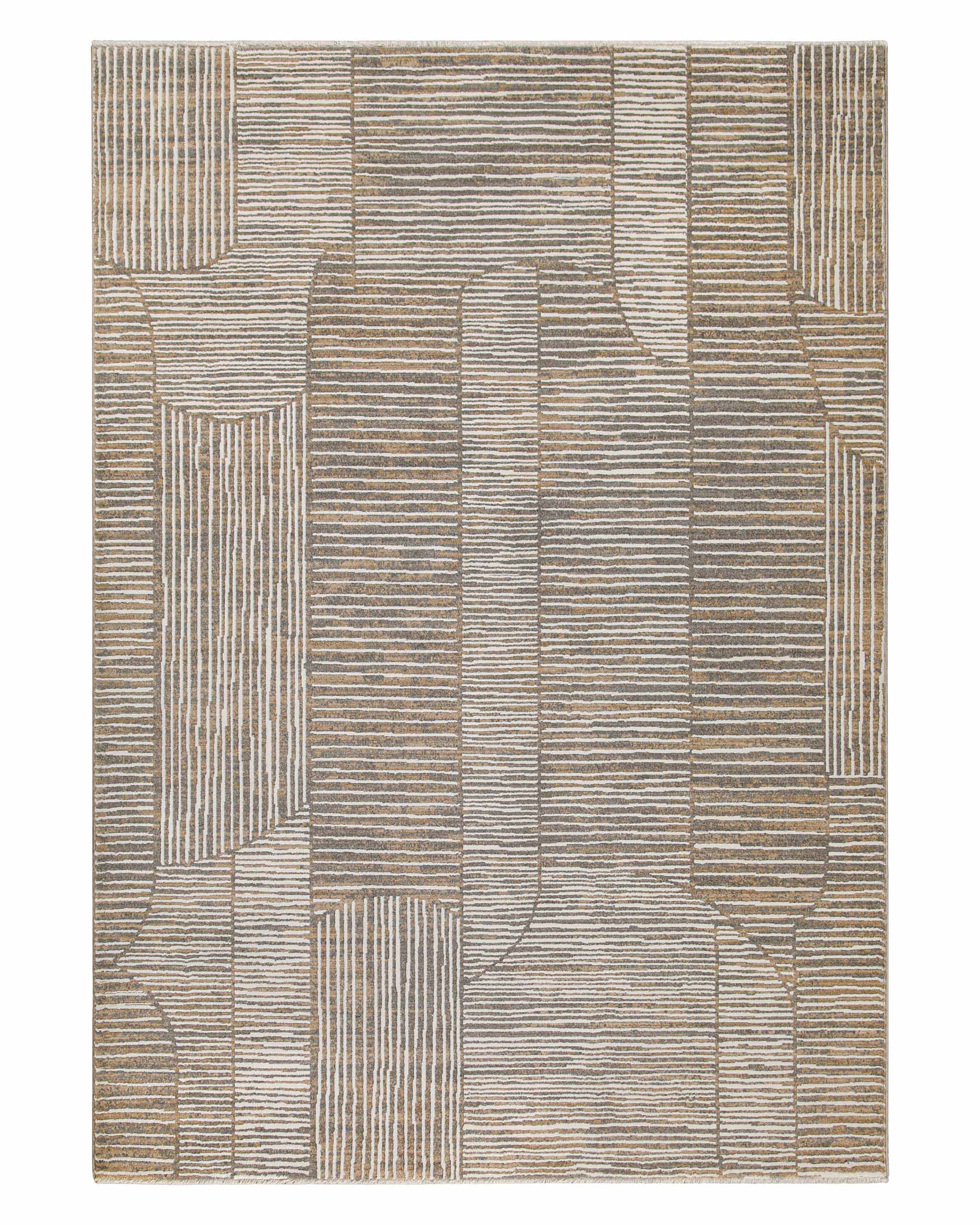 Esprit Kurzflor Teppich Raymond in Beige Grau als Freisteller mit modernem geometrischem Muster